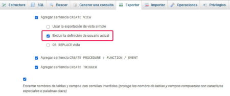 Excluir la definición de usuario actual