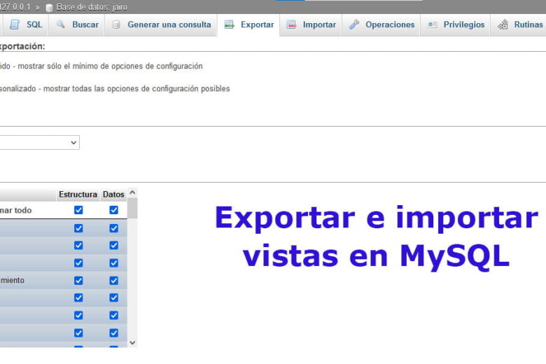 Exportar e importar vistas en MySQL
